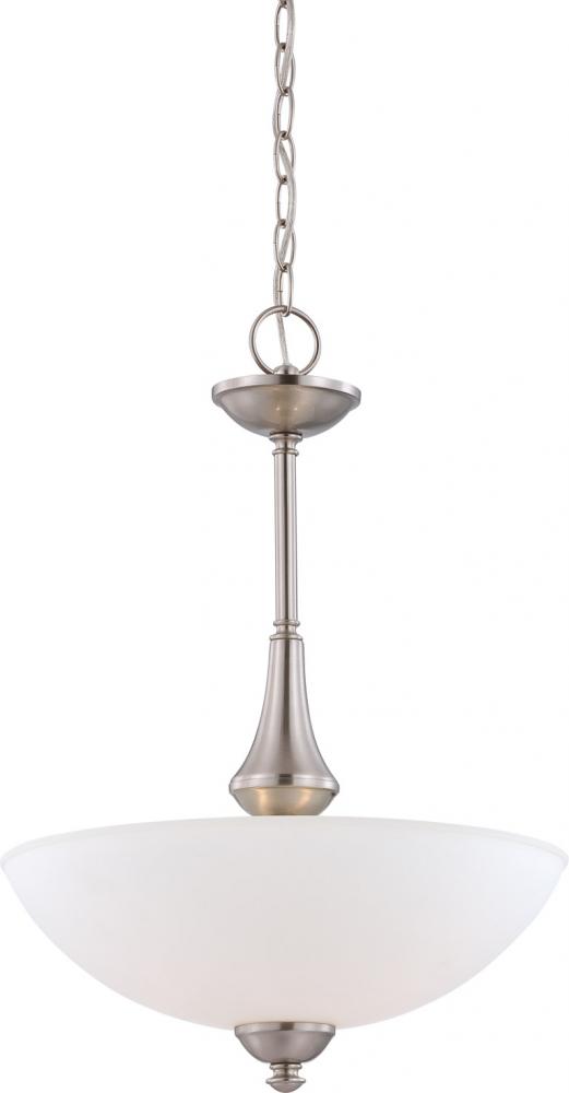 3-Light Pendant Light Fixture in Brushed Nickel Finish and Frosted Glass