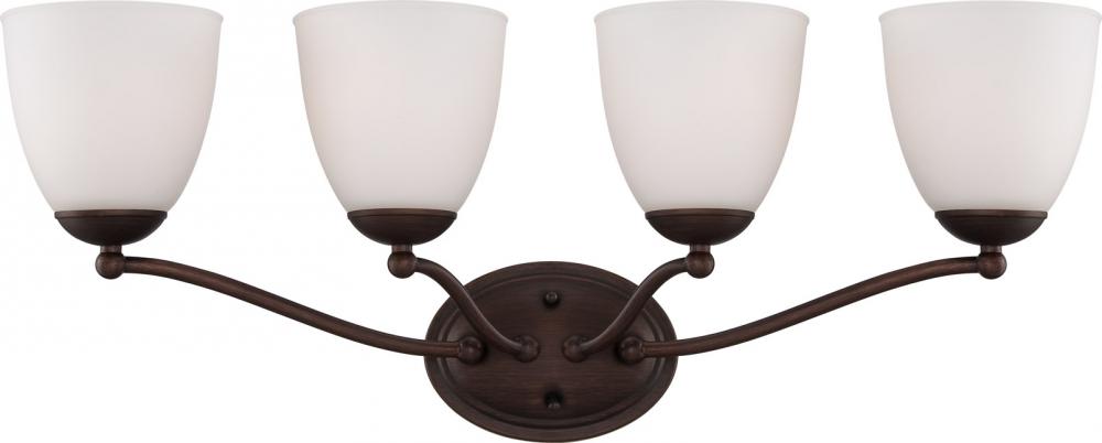 4-Light Wall Mounted Vanity Light Fixture in Prairie Bronze Finish and Frosted Glass