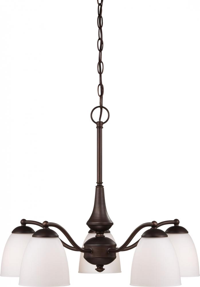 5-Light Chandelier in Prairie Bronze Finish and Frosted Glass