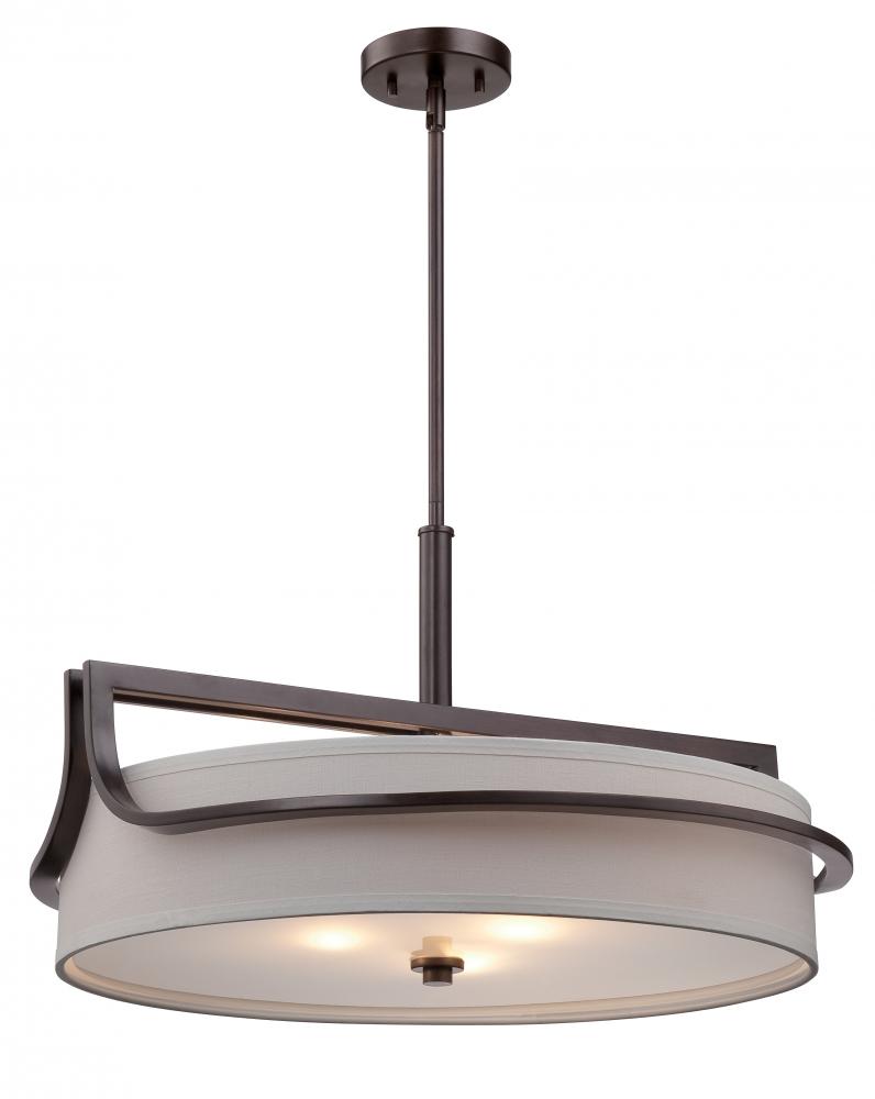 3-Light Pendant Light Fixture in Russet Bronze Finish with Satin White Glass