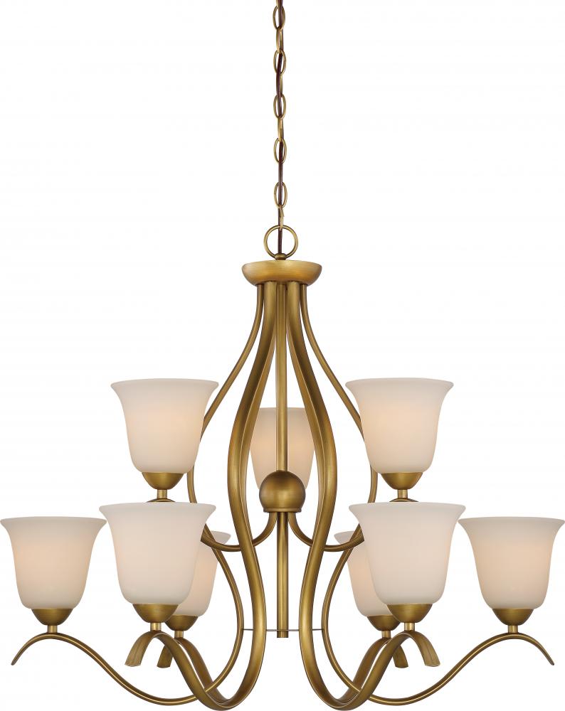 Dillard - 9 Light 2-Tier Hangingwith White Glass