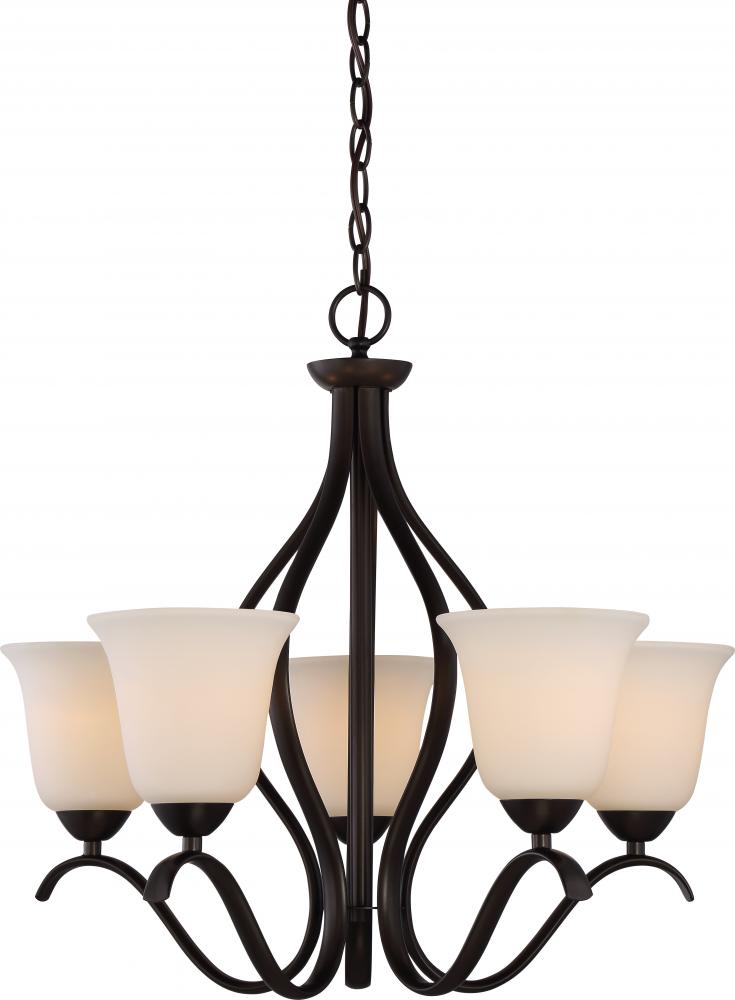 Dillard - 5 Light Hanging Fixture with White Glass