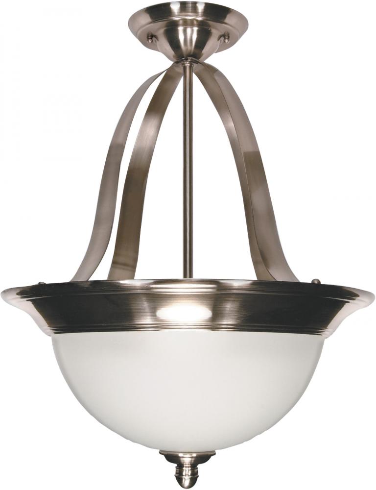 3-Light Pendant Light Fixture (Convertible to Close-to-Ceiling) in Smoked Nickel Finish with Satin