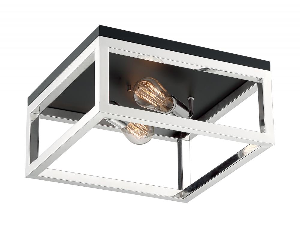 Cakewalk - 2 Light Flush Mount with- Polished Nickel Finish