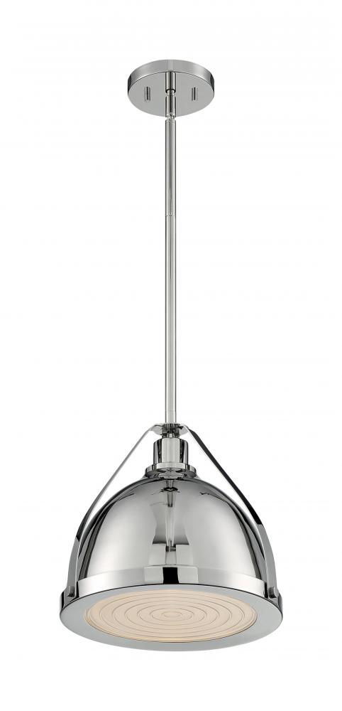 Barbett - 1 Light Pendant with Fresnel Glass - Polished Nickel Finish