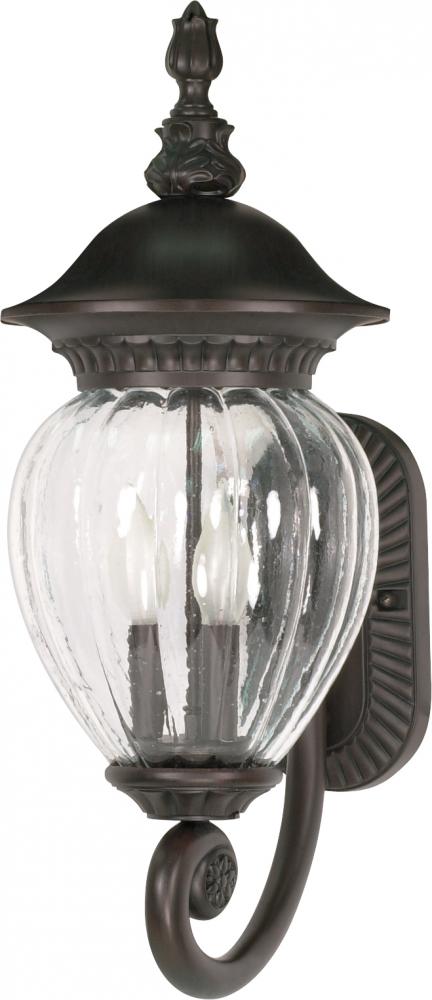 Balun - 3 Light - 22" - Wall Lantern - Arm Up w/ Clear Melon Seed Glass