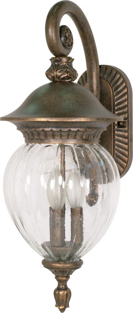 Balun - 3 Light - 22" - Wall Lantern - Arm Down w/ Clear Melon Seed Glass