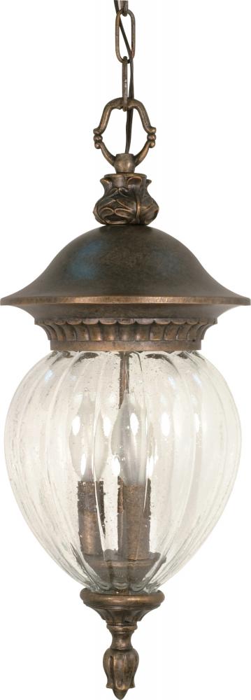 Balun - 3 Light - 22" - Hanging Lantern - w/ Clear Melon Seed Glass