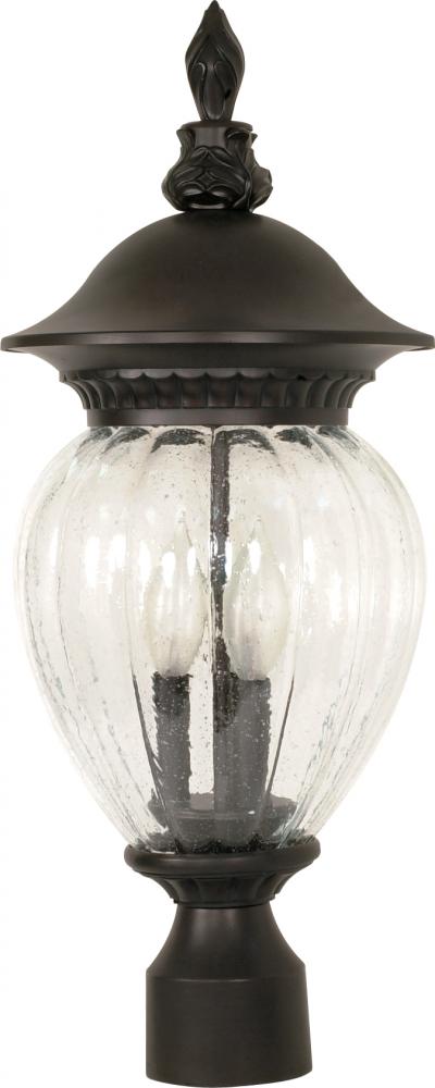 Balun - 3 Light - 22" - Post Lantern - w/ Clear Melon Seed Glass