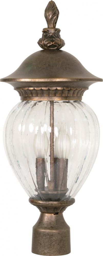 Balun - 3 Light - 22" - Post Lantern - w/ Clear Melon Seed Glass