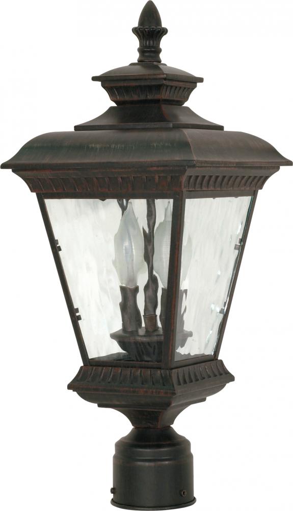 Charter - 2 Light - 20" - Post Lantern - w/ Clear Water Glass