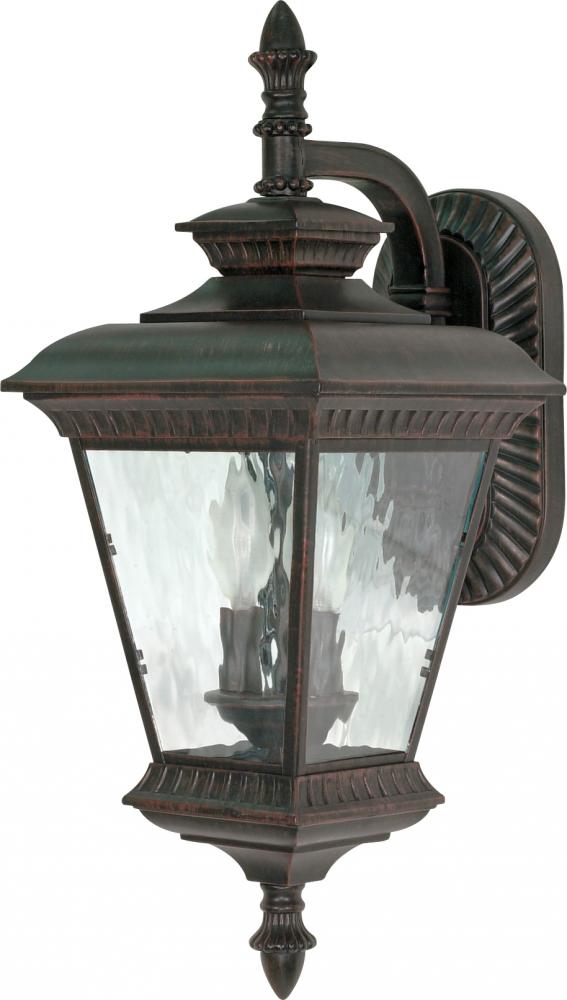 Charter - 2 Light - 22" - Wall Lantern - Arm Down w/ Clear Water Glass