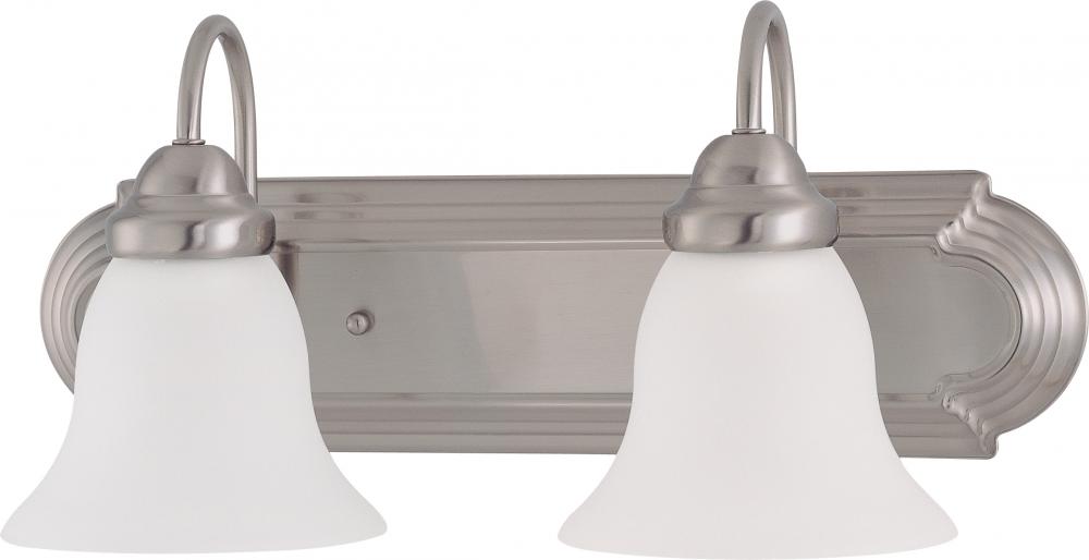 2 Light - Ballerina LED 18" Vanity Wall Fixture - Brushed Nickel Finish - Frosted Glass - Lamps