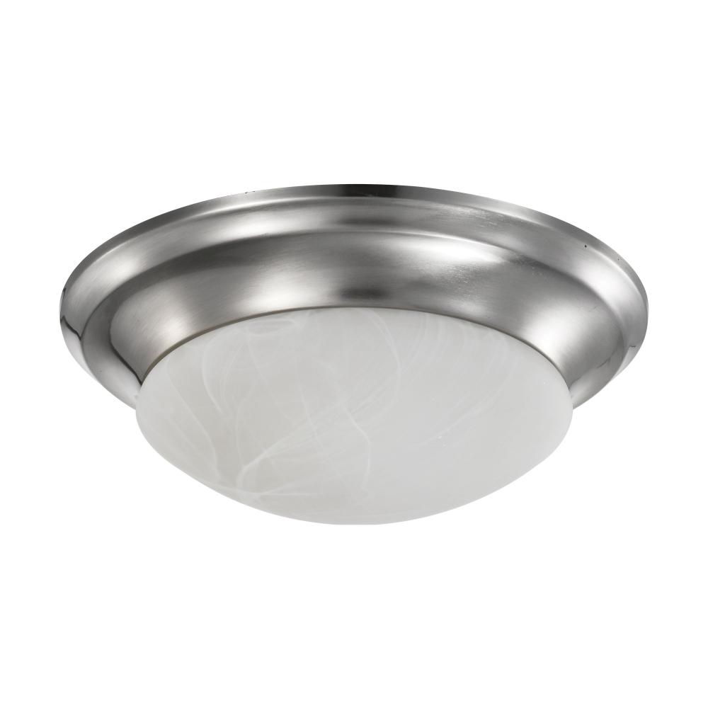 19 Watt; 11 inch; LED Twist & Lock Flush Mount Fixture; Dimmable; Brushed Nickel; Frosted Glass