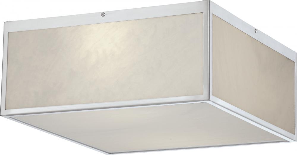 Crate - 13" LED Flush with Gray Marbleized Acrylic Panels - Brushed Nickel Finish