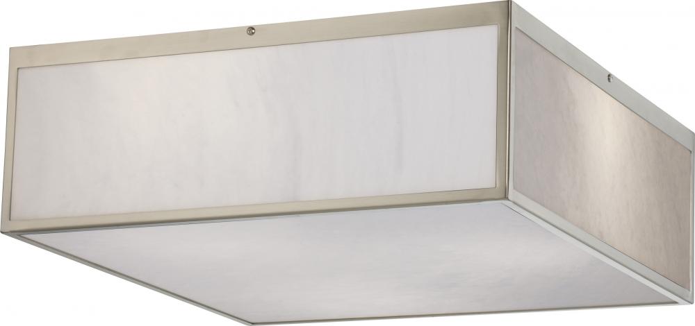 Crate - 17" LED Flush with Gray Marbleized Acrylic Panels - Brushed Nickel Finish