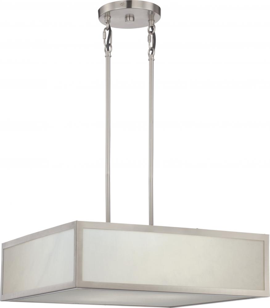 Crate - LED Pendant Fixtue with Gray Marbleized Acrylic Panels - Brushed Nickel Finish