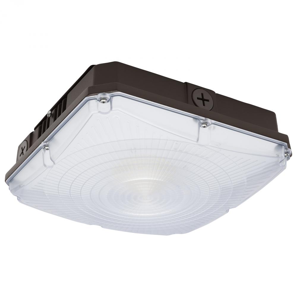 8.5 Inch LED Field Selectable Canopy Fixture With Sensor; 25/30/40 Watts; 3K/4K/5K CCT; 120-277