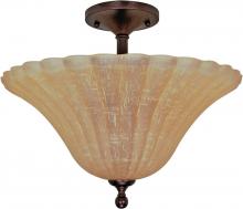 Nuvo 60/012 - 3-Light 16" Copper Bronze Semi Flush Ceiling Light Fixture with Champagne Linen Washed Glass