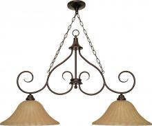 Nuvo 60/019 - 2-Light 41" Copper Bronze Island Pendant Light Fixture with Champagne Linen Washed Glass