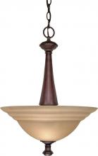 Nuvo 60/104 - 2-Light 16" Hanging Pendant Light Fixture in Old Bronze Finish with Amber Water Glass