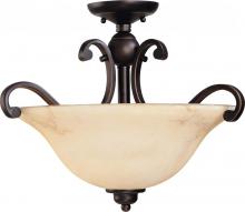 Nuvo 60/1408 - 3-Light Semi Flush Ceiling Light Fixture in Copper Espresso Finish with Honey Marble Glass Shades