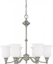 Nuvo 60/1802 - 6-Light Chandelier in Brush Nickel Finish and White Satin Glass