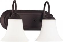 Nuvo 60/1933 - 2-Light Vanity Fixture in Dark Chocolate Bronze and White Satin Glass and (2) 13W GU24 Bulbs