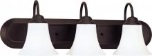 Nuvo 60/1934 - 3-Light Vanity Fixture in Dark Chocolate Bronze and White Satin Glass and (3) 13W GU24 Bulbs