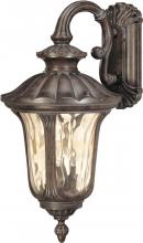 Nuvo 60/2002 - 3-Light Large Outdoor Wall Lantern (Arm Down) in Fruitwood Finish and Amber Water Glass