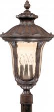 Nuvo 60/2011 - 3-Light Large Outdoor Post Lantern in Fruitwood Finish and Amber Water Glass