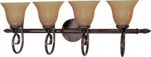 Nuvo 60/2414 - 4-Light Vanity Fixture in Copper Bronze Finish with Champagne Linen Washed Glass and (4) 13W GU24