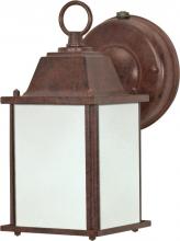 Nuvo 60/2528 - 1-Light Cube Lantern Outdoor Light Fixtures with Photocell in Old Bronze Finish with Frosted Glass