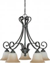 Nuvo 60/2743 - 5-Light Sudbury Bronze Chandelier (Arm Down) with Champagne Linen Glass