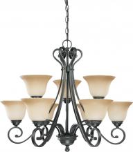 Nuvo 60/2744 - 9-Light 2-Tier Chandelier in Sudbury Bronze Finish with Champagne Linen Glass