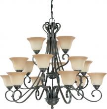 Nuvo 60/2745 - 15-Lightss 3-Tier Chandelier in Sudbury Bronze Finish with Champagne Linen Glass