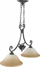 Nuvo 60/2746 - 2-Light Island Pendant Light Fixture in Sudbury Bronze Finish with Champagne Linen Glass