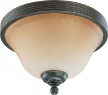 Nuvo 60/2752 - 2-Light Small Flush Mount Ceiling Light in Sudbury Bronze Finish with Champagne Linen Glass