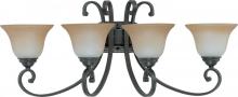 Nuvo 60/2758 - 4-Light Vanity Fixture in Sudbury Bronze Finish with Champagne Linen Glass