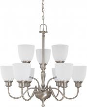 Nuvo 60/2779 - 9-Light 2-Tier Chandelier in Brushed Nickel Finish with Frosted Linen Glass