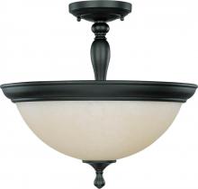 Nuvo 60/2787 - 3-Light Semi Flush Light Fixture in Aged Bronze Finish with Biscotti Glass