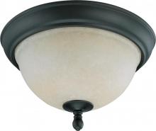 Nuvo 60/2789 - 2-Light Small Flush Mount Ceiling Light in Aged Bronze Finish with Biscotti Glass