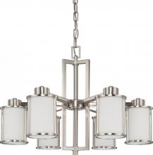 Nuvo 60/3806 - 6-Light Medium Chandelier in Brushed Nickel Finish with White Satin Glass and (6) 13W GU24 Lamps