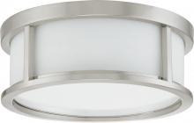 Nuvo 60/3811 - 2-Light Small Flush Mount Ceiling Light in Brushed Nickel Finish with White Satin Glass and (2) 13W