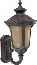 Nuvo 60/3901 - 1-Light Large Outdoor Wall Lantern (Arm Up) with Photocell in Fruitwood Finish with Sienna Glass and