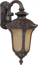 Nuvo 60/3902 - 1-Light Large Outdoor Wall Lantern (Arm Down) with Photocell in Fruitwood Finish with Sienna Glass