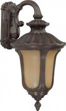 Nuvo 60/3906 - 1-Light Small Outdoor Wall Lantern (Arm Down) with Photocell in Fruitwood Finish with Sienna Glass