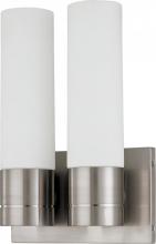 Nuvo 60/3957 - 2-Light Twin Tube Wall Sconce in Brushed Nickel Finish with White Glass and (2) 13W GU24 Lamps