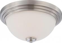 Nuvo 60/4111 - 2-Light Flush Mount Lighting Fixture in Brushed Nickel Finish with White Satin Glass