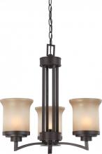 Nuvo 60/4124 - 3-Light Chandelier in Dark Chocolate Bronze Finish with Saffron Glass